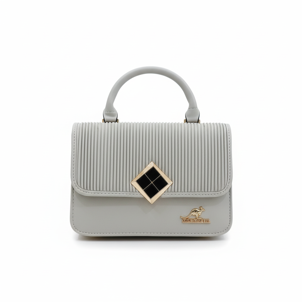 Luxe Diamond Flap Mini Handbag – Ribbed Vegan Leather Top Handle Bag for Women