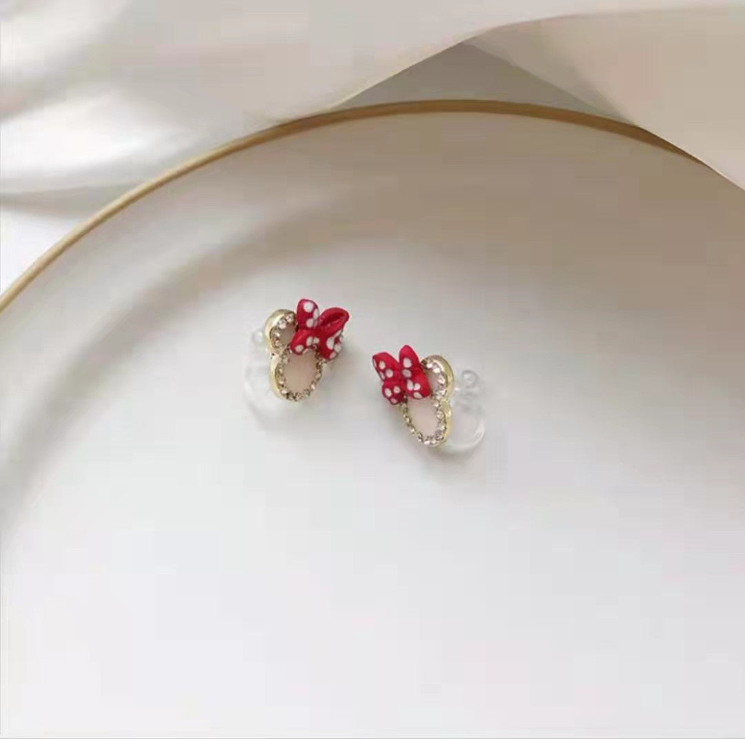 UNI-10089-1 - Minnie Mouse Polka Bow - Earring