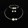 UNI-11960 - Pearly Diamonds Neck Round Silver - Jewelry Set