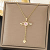SS-11871 - Pink Diamond Heart Gold - Necklace
