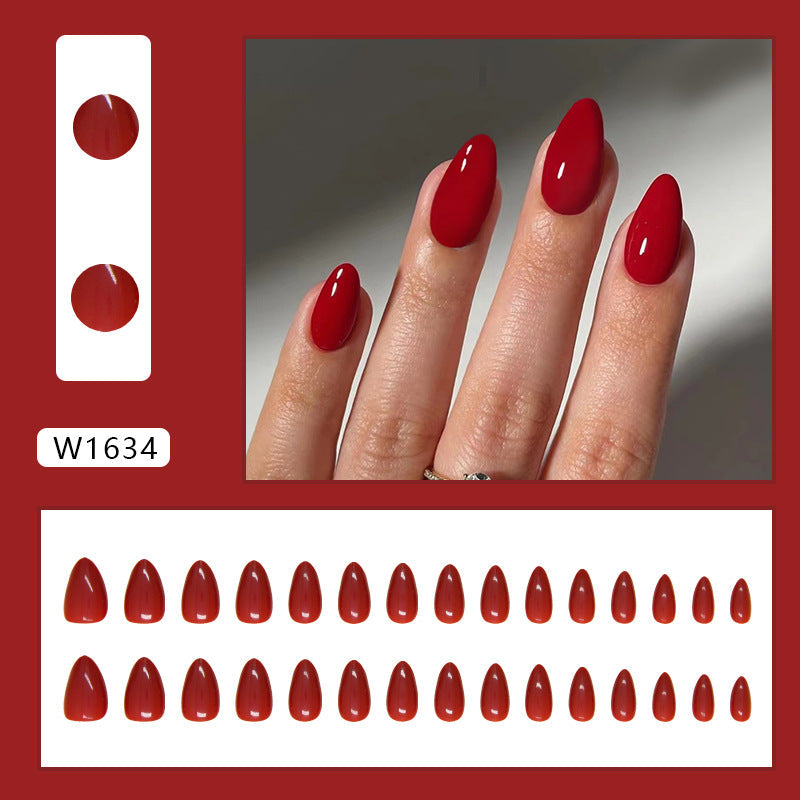 N-259 - Scarlet Red - Press On Nail Set Of 24 - Free 24 Pcs Sticker Sheet Included