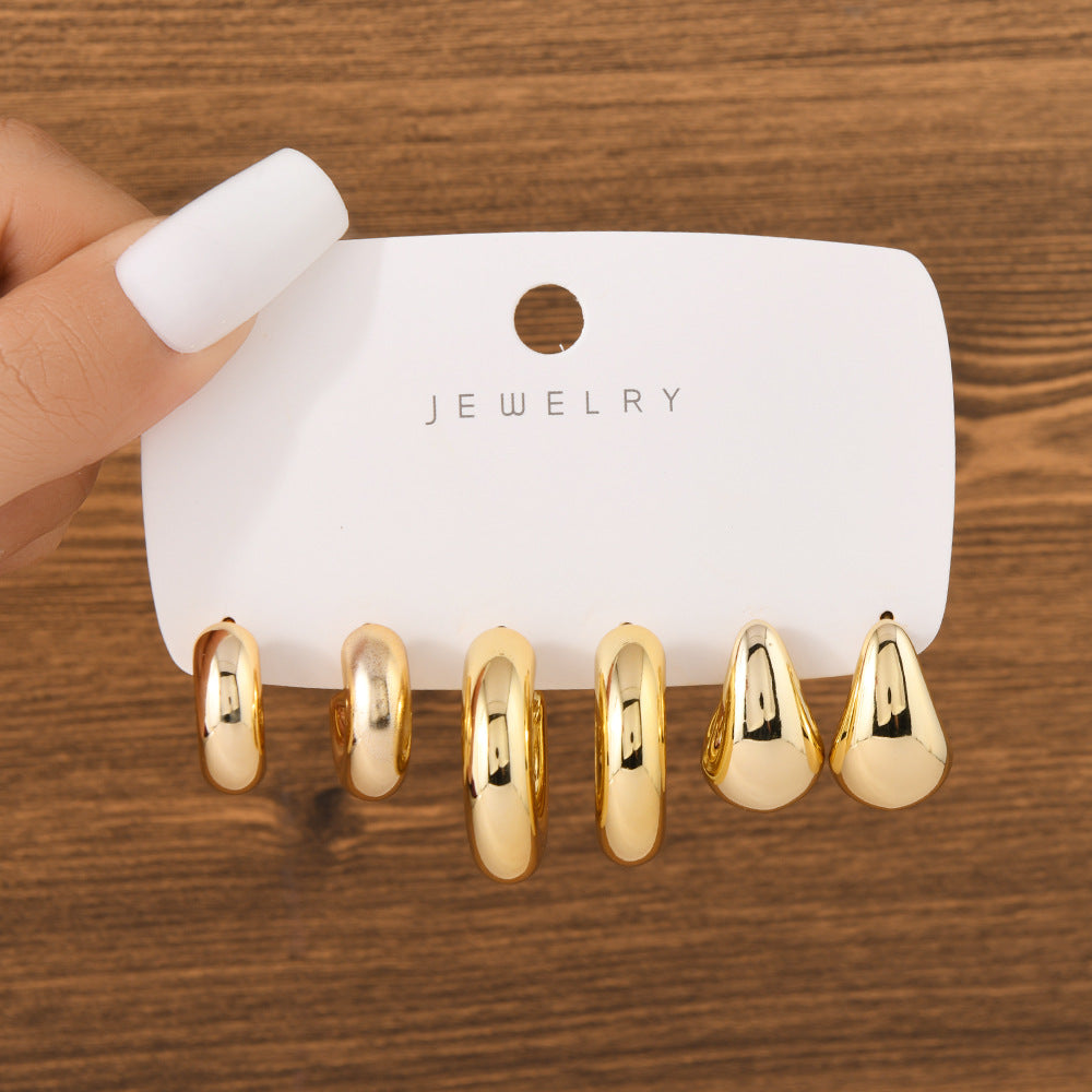 UNI-12033 - Gold Foil Series Hoop - Earrings Set Style 13