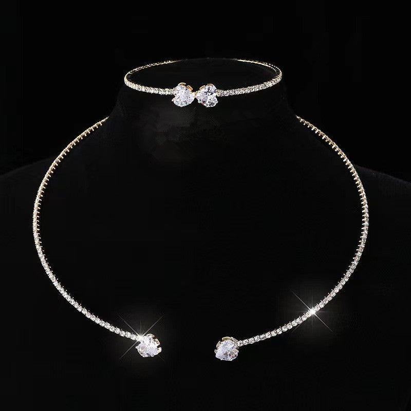 UNI-11956- Sparkle Diamonds Neck Round Gold - Jewelry Set