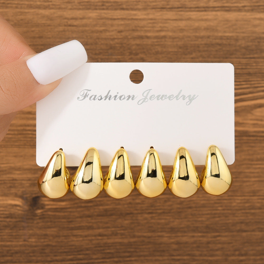 UNI-12032 - Gold Foil Series Hoop - Earrings Set Style 12