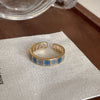 UNI-11968 - Blue & Light Blue Enameled Gold - Ring