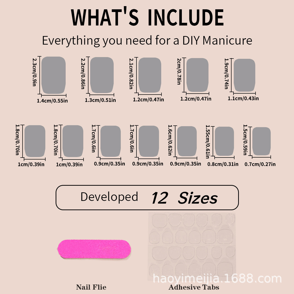 N-213 - Pastel Pink - Press On Nail Set Of 24 - Free Nail Kit Included