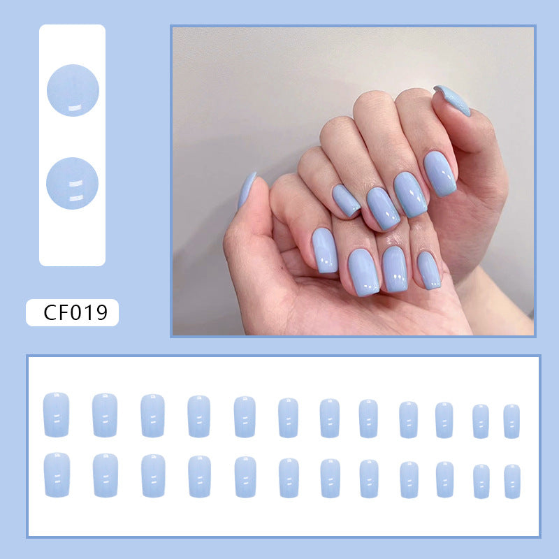 Frozen Blue - Press On Nail Set Of 24 - Free 24 Pcs Sticker Sheet Included