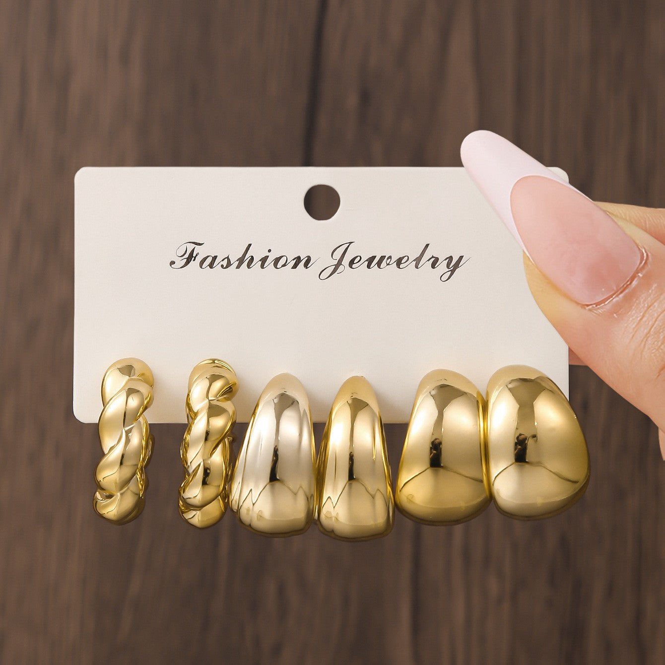 UNI-12048 - Gold Foil Series Hoop - Earrings Set Style 22