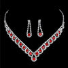 UNI-11935 - Red & Crystal Diamonds Silver - Jewelry Set Of 2