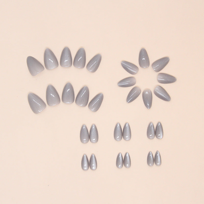 N-269 - Titanium Grey Shiny - Press On Nail Set Of 24 - Free 24 Pcs Sticker Sheet Included
