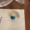 UNI-11972 - Blue & Grey Enameled Gold - Ring