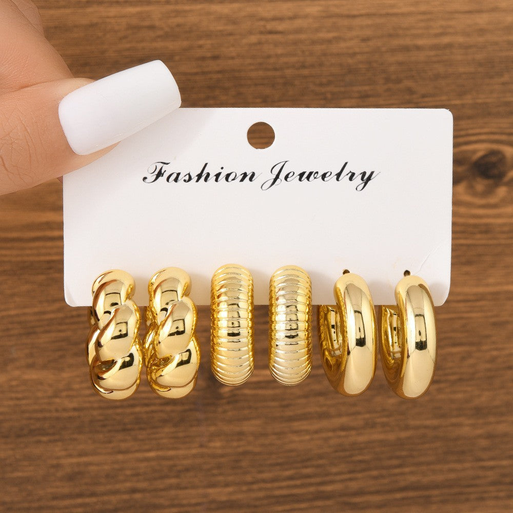 UNI-12018 - Gold Foil Series Hoop - Earrings Set Style 1