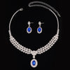 UNI-11943 - Premium Blue & White Diamonds Silver - Jewelry Set