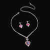 UNI-11950 - Crystal Rainbow Heart Diamonds Silver - Jewelry Set