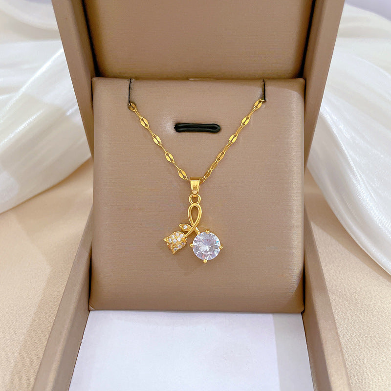 SS-12080 - Luxury Gold Flower Diamond - Necklace