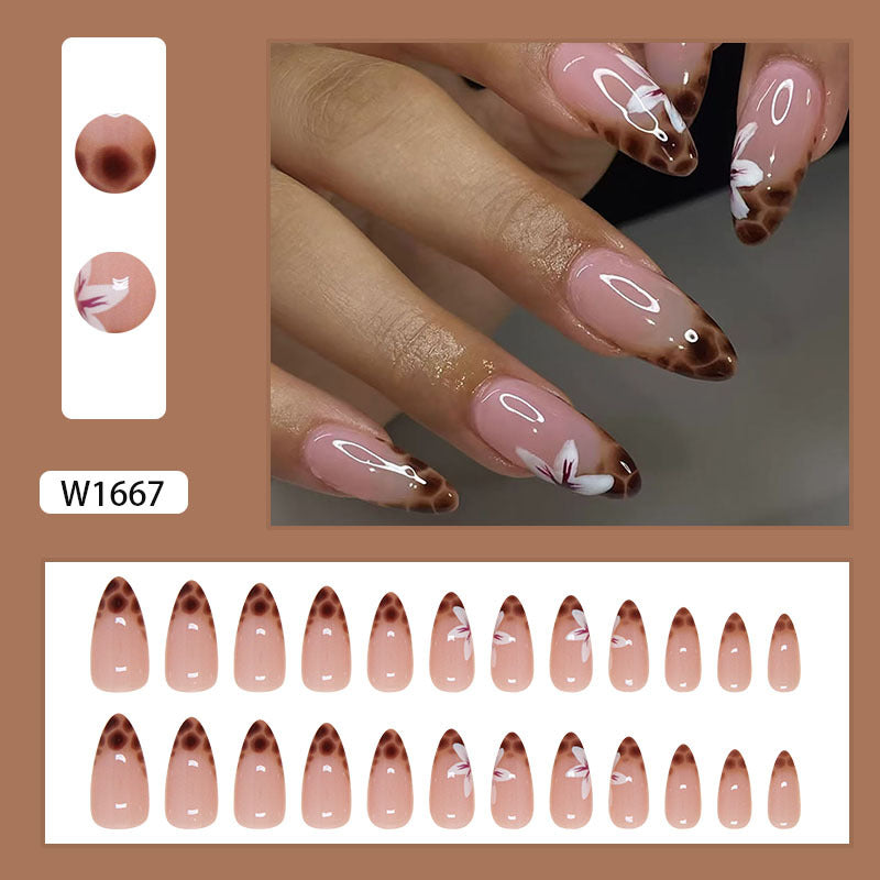 N-278 - Leopard Pattern - Press On Nail Set Of 24 - Free 24 Pcs Sticker Sheet Included