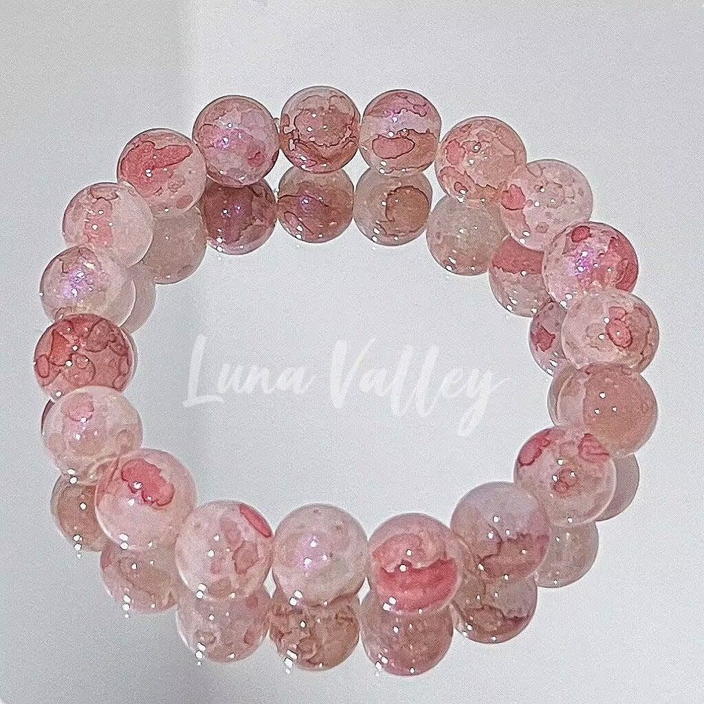 UNI-11992 -Pink Pastel Colors Beaded Stone - Bracelet
