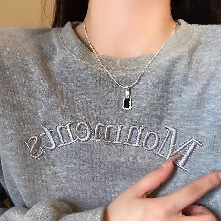 UNI-11966 - Titanium Steel Fancy Black & Silver - Necklace