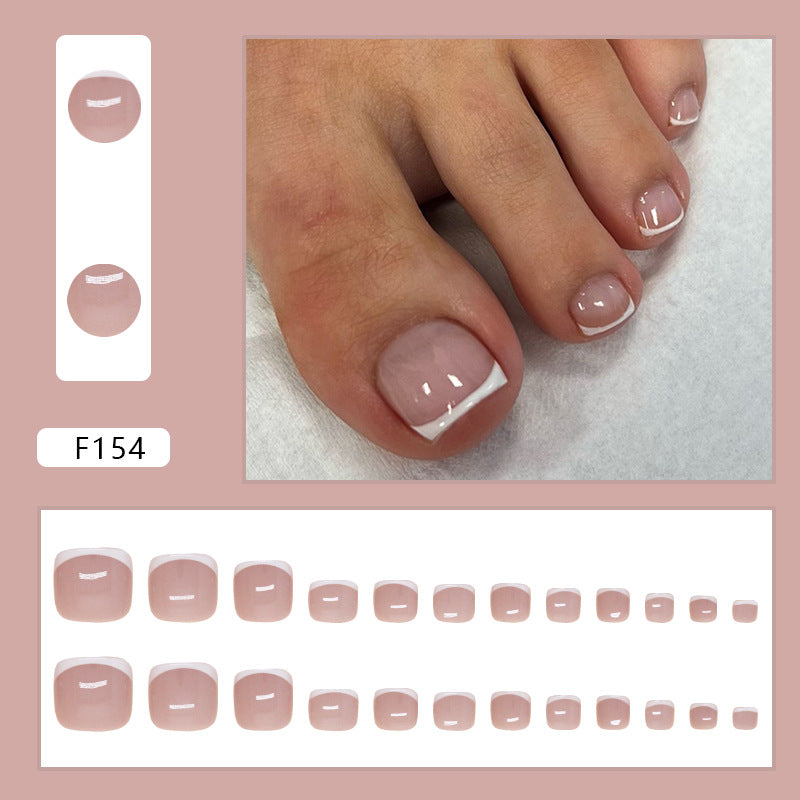 N-286 - Simple French - Toenail Set Of 24- Free 24 Pcs Sticker Sheet Included