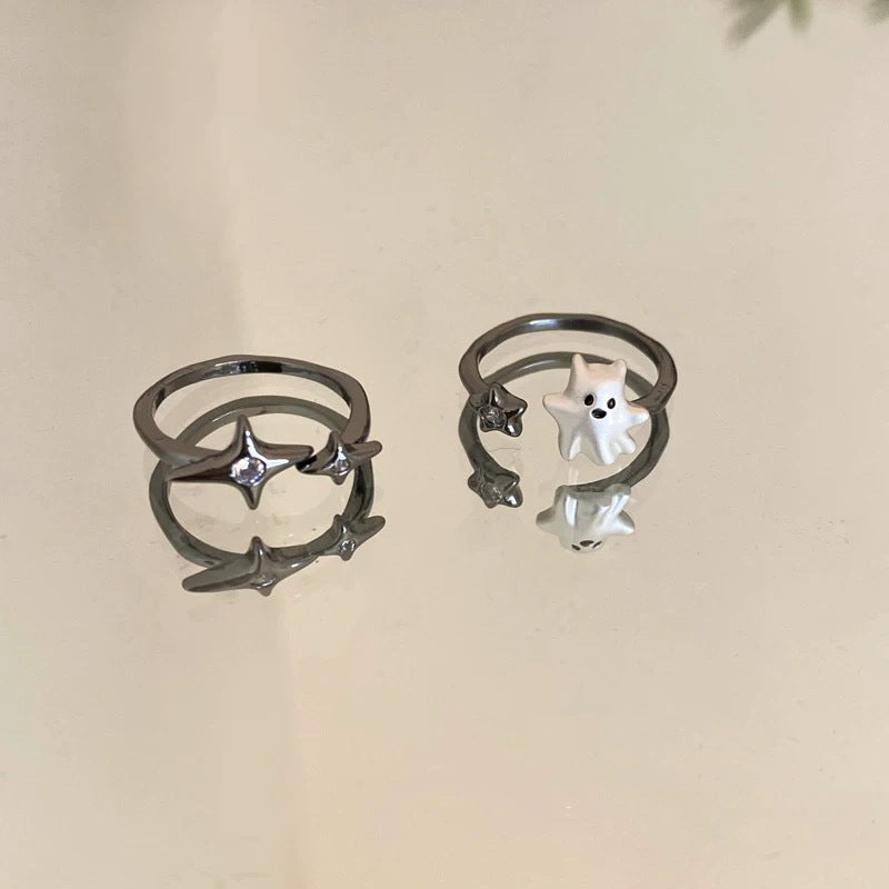 UNI-12000- Ghost & Diamond Stars - Ring Set of 2