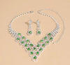 UNI-11925 - Fancy Green Diamonds Silver - Jewelry Set
