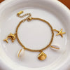 SS-11872 - Sea Shell & Sea Animals Charms Gold - Bracelet