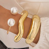UNI-10163-5 - Premium Gold Foiled Classy Pearl Bangle - Bracelet Set Of 3