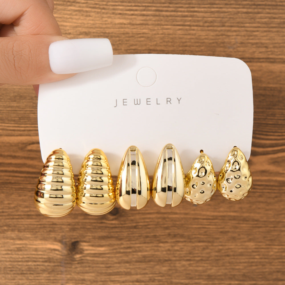 UNI-12028 - Gold Foil Series Hoop - Earrings Set Style 8