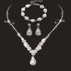 UNI-11955 - Premium White Diamonds Teardrop Silver - Jewelry Set