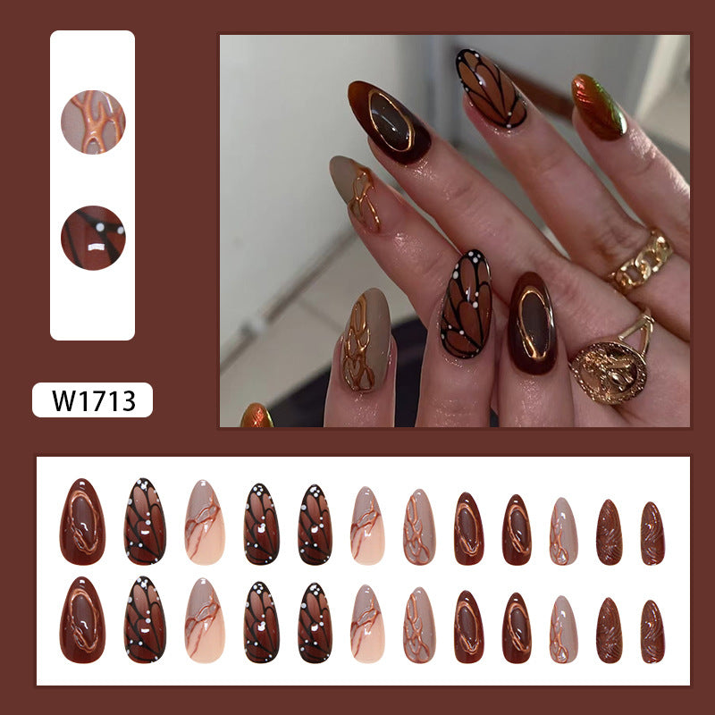 N-248 - Phoenix Butterfly - Press On Nail Set Of 24 - Free 24 Pcs Sticker Sheet Included