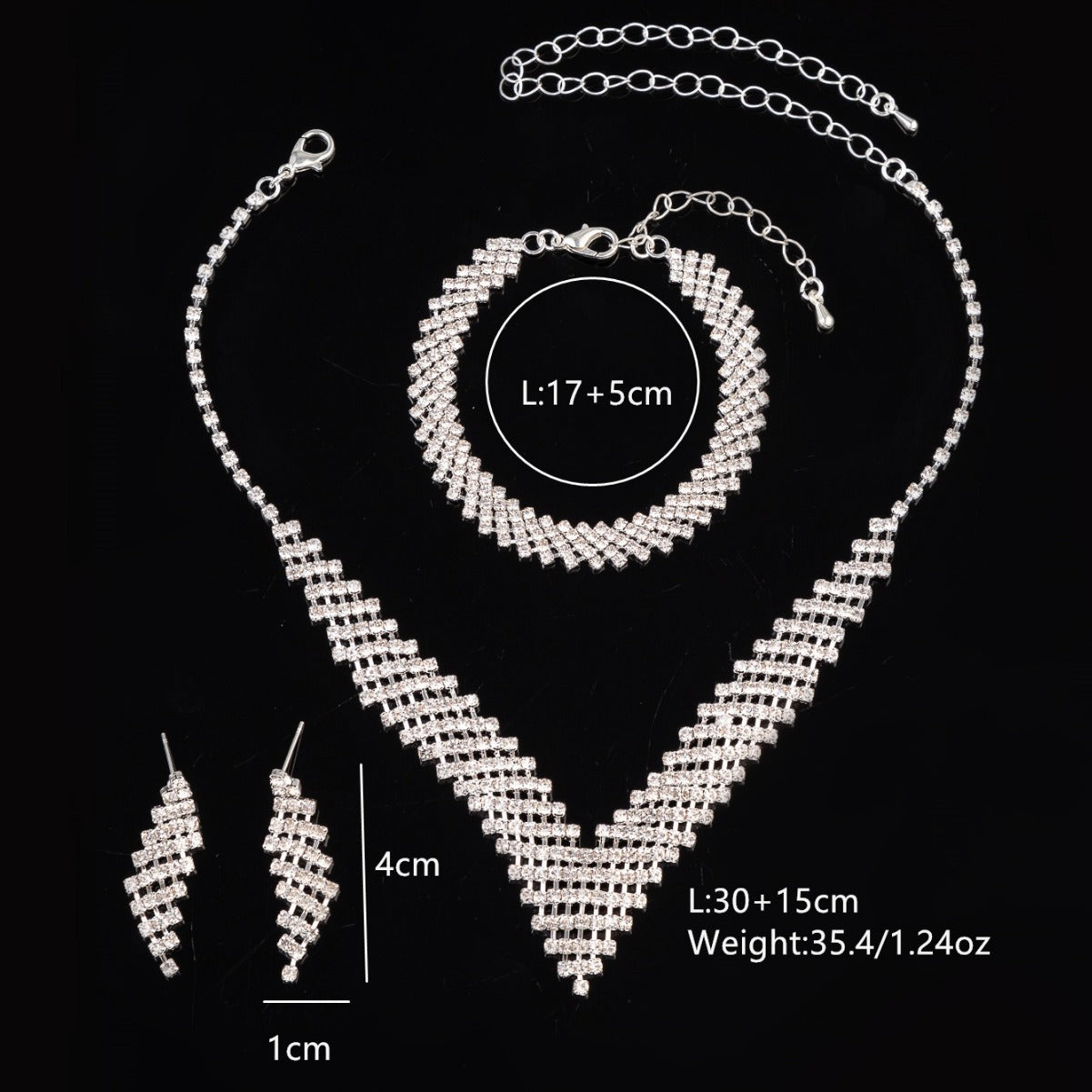 UNI-11944 - Premium Fancy Crystal Diamonds - Jewelry Set