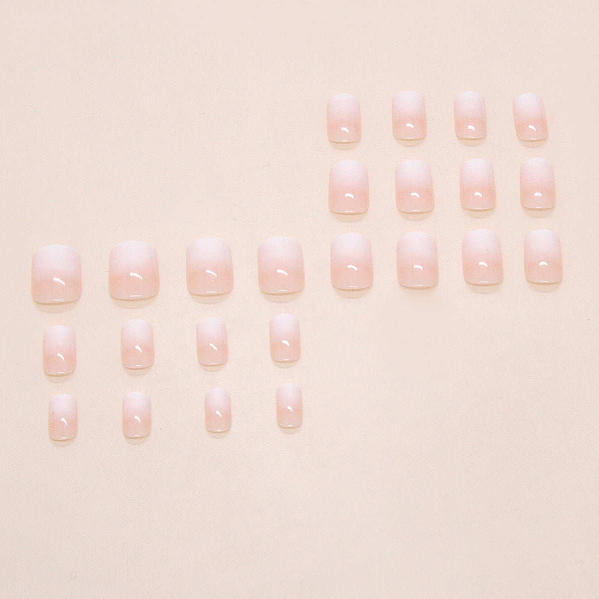 N-271 - White & Soft Pink - Press On Nail Set Of 24 - Free 24 Pcs Sticker Sheet Included