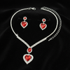 UNI-11947 - Red Heart Diamonds Silver - Jewelry Set