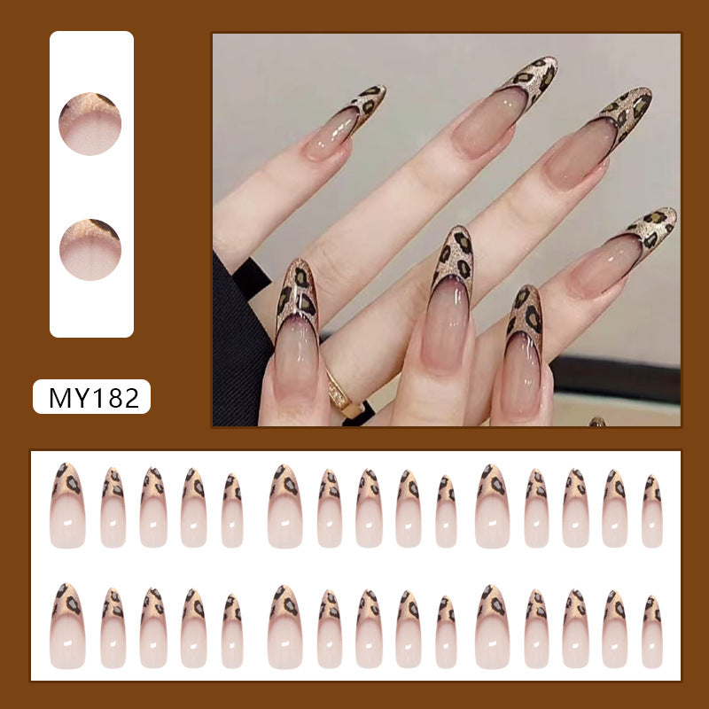 N-267 - Leopard Print Shiny - Press On Nail Set Of 24 - Free 24 Pcs Sticker Sheet Included