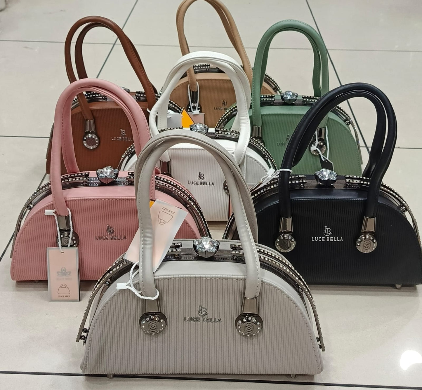 ELORE Luxe Crystal-Frame Satchel Bag (Top Handle)