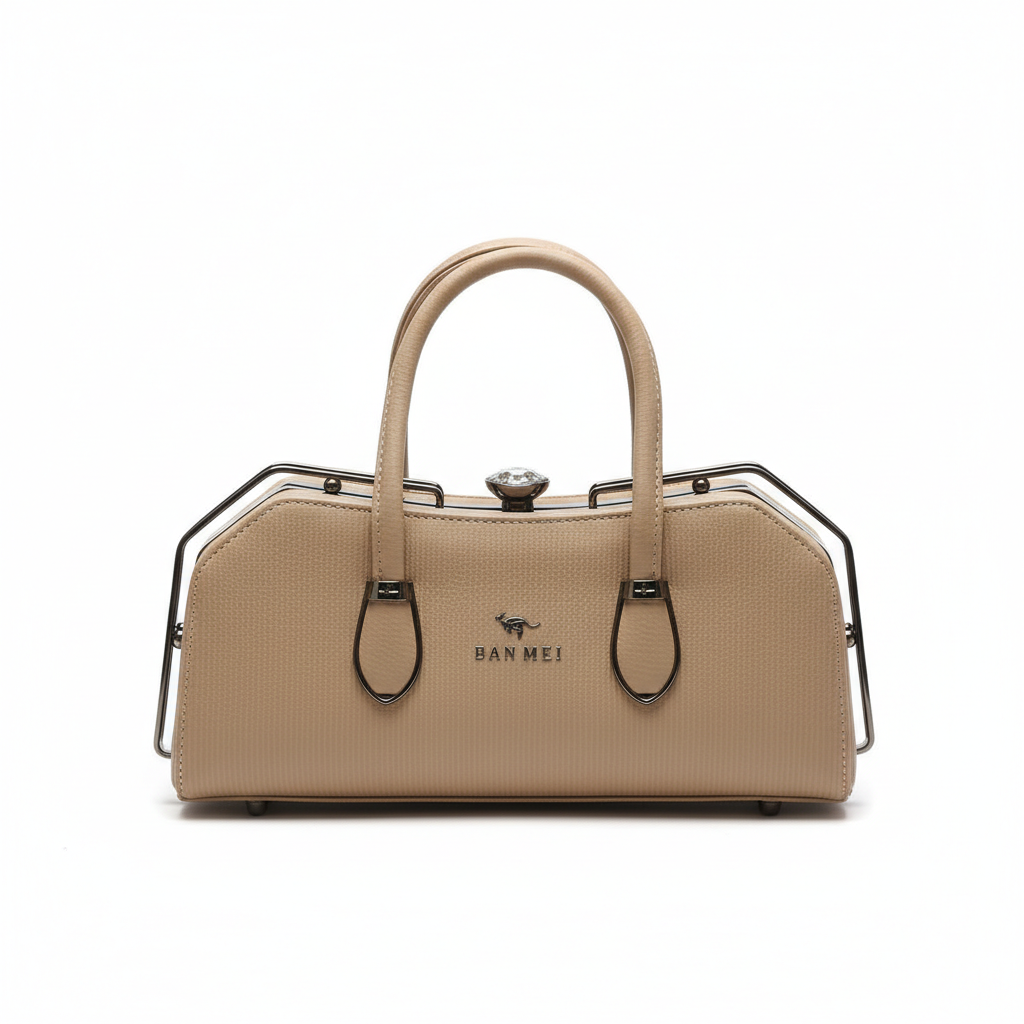 ELORE Metal-Frame Bar Satchel Bag (Top Handle)