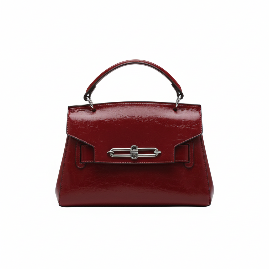 ELORE Luxury Metal Lock Top Handle Handbag – Premium Vegan Leather Women's Designer Bag