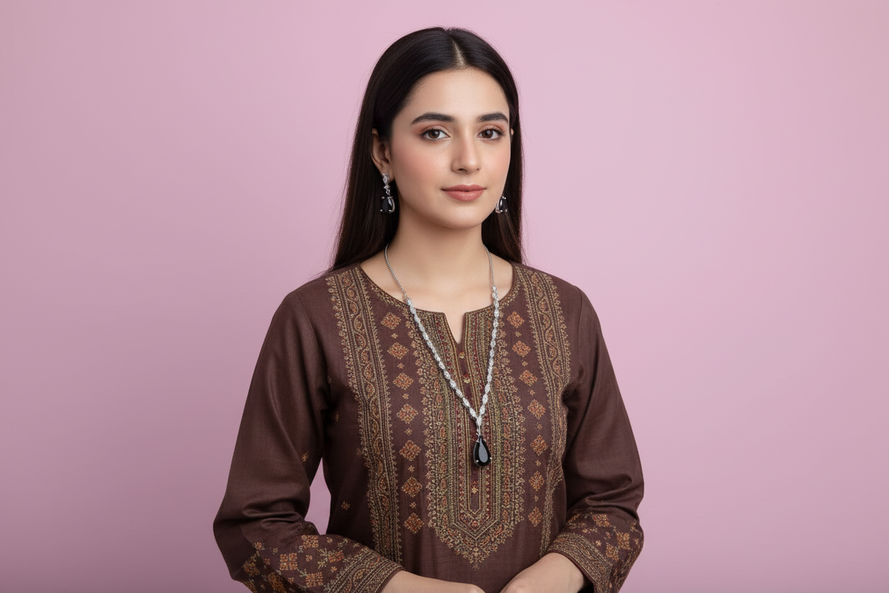 PJ-135 - Black Natural Stone Rain Drop Diamonds Silver - Jewelry Set Of 2