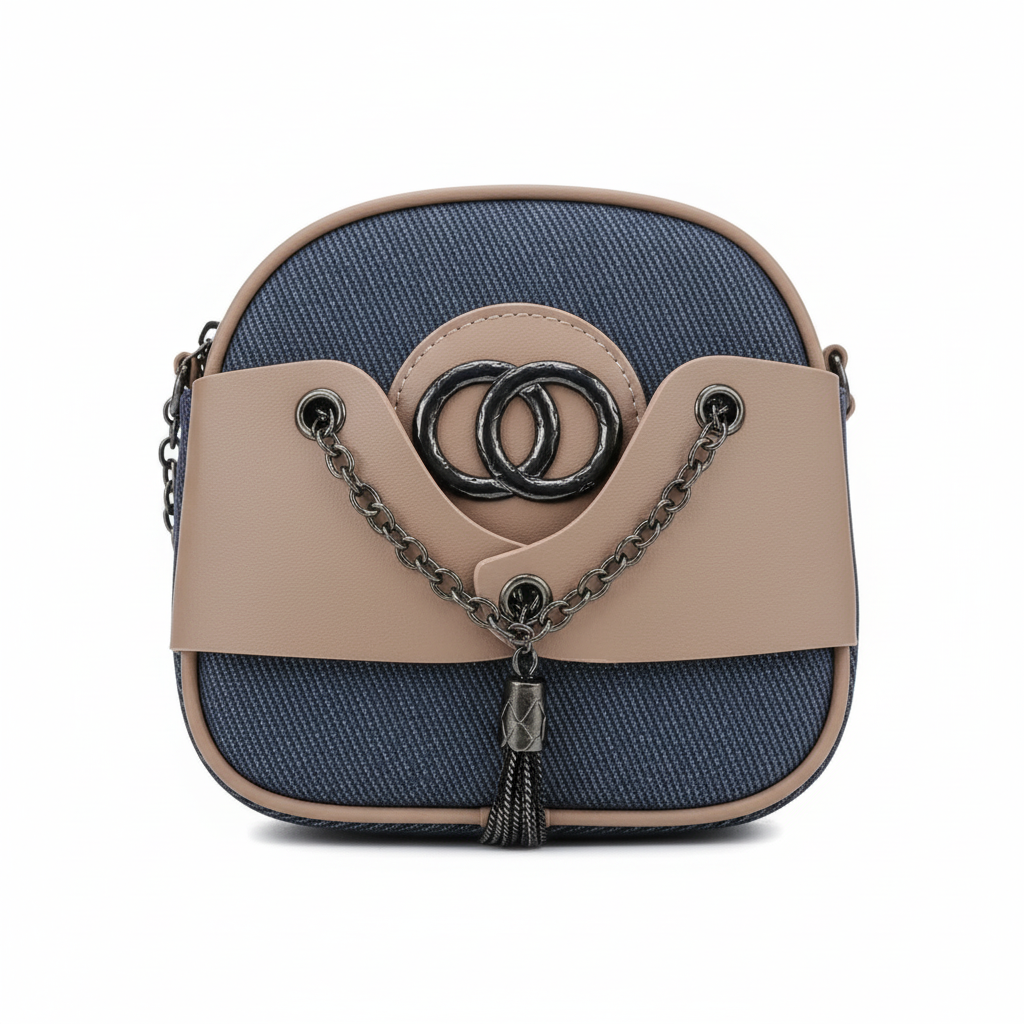 ELORE Luxury Mini Chain Lock Crossbody Bag – Premium Fabric & Vegan Leather Shoulder Bag for Women