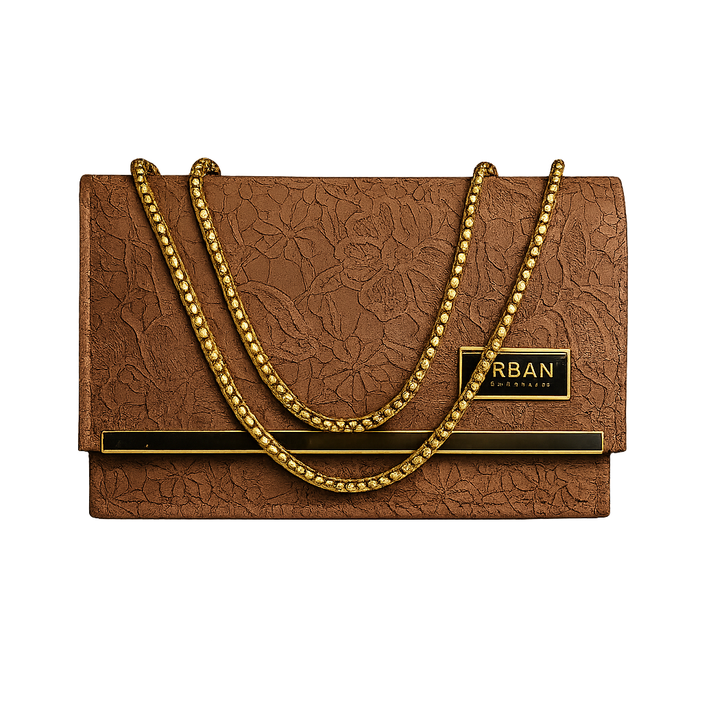 Peach Textured URBAN Clutch Elegant Chain Handbag for Women