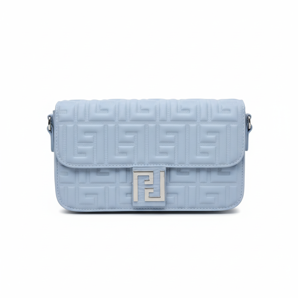 ELORE Luxury Monogram Textured Flap Shoulder Bag – Premium Vegan Leather Crossbody for Women