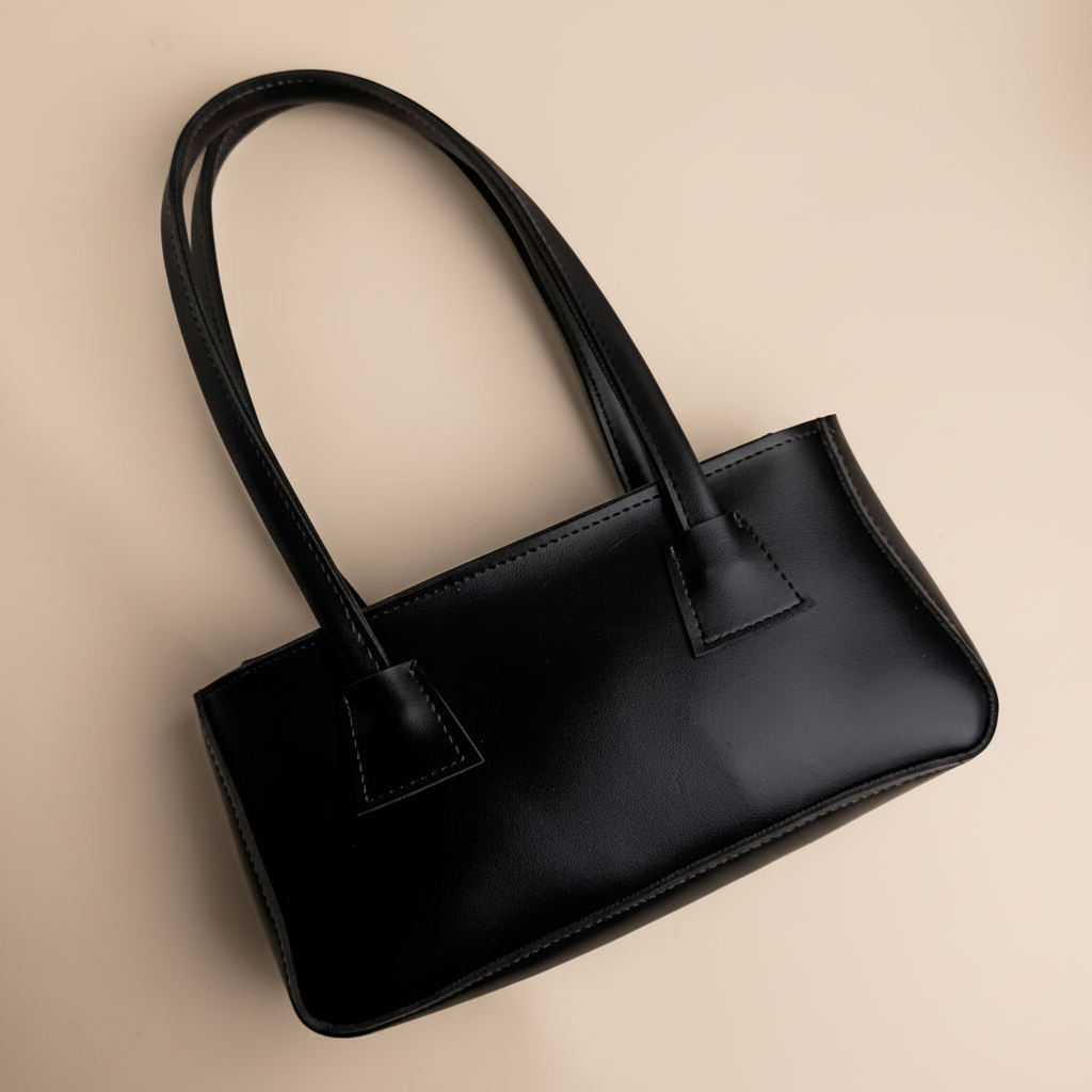 Fancy Black Leather - Hand Bag