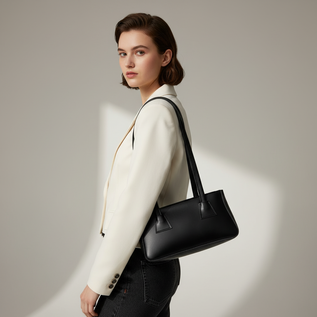 Fancy Black Leather - Hand Bag