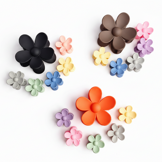 HC-123 - Matte Flower Candy Color - Hair Claw Set of 6