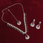 PJ-115 - Zircon Diamonds Mala Silver - Jewelry Set
