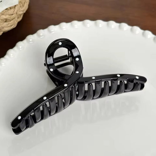 HC-114 - Polka Dot Black - Hair Claw