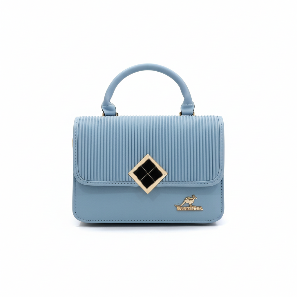 Luxe Diamond Flap Mini Handbag – Ribbed Vegan Leather Top Handle Bag for Women