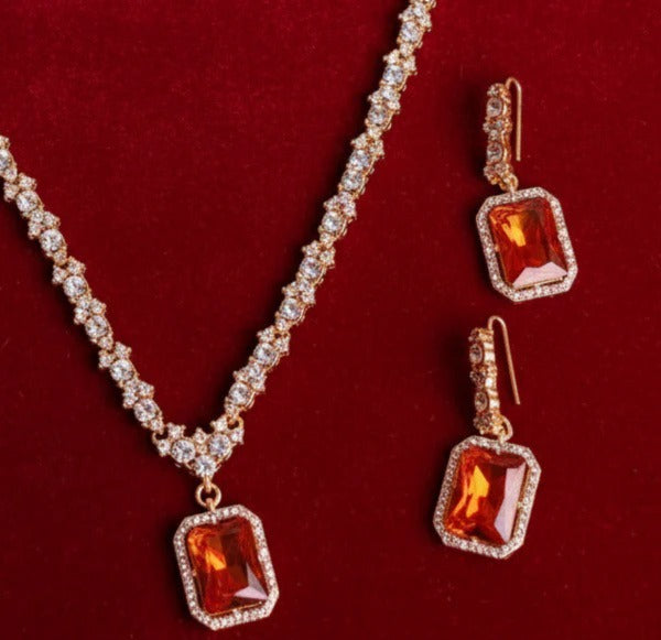 PJ-108 - Champagne Diamonds Gold - Jewelry Set Of 3