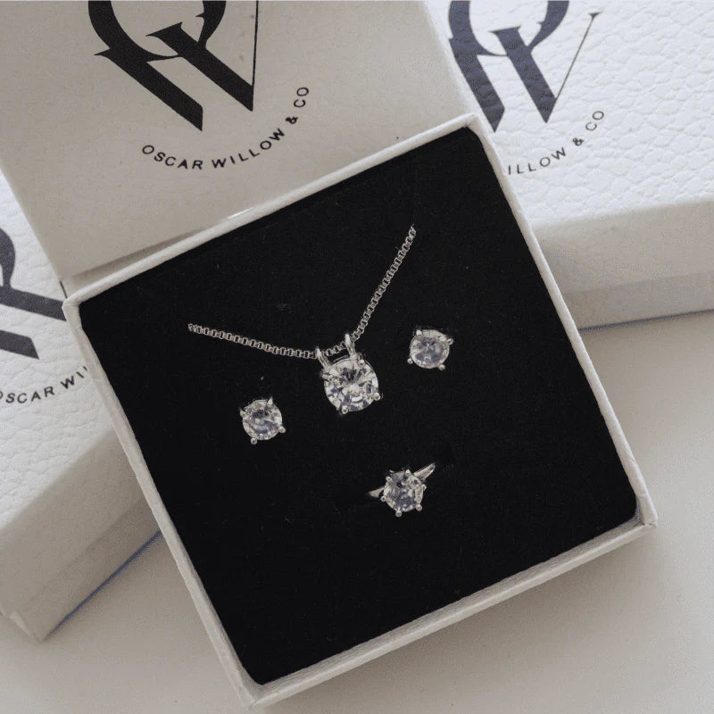 UNI-10560-1 - Crystal Diamond Silver - Jewelry Set of 3