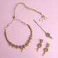 PJ-120 - Premium Gold Pearl & Diamonds Flowers - Jewelry Set